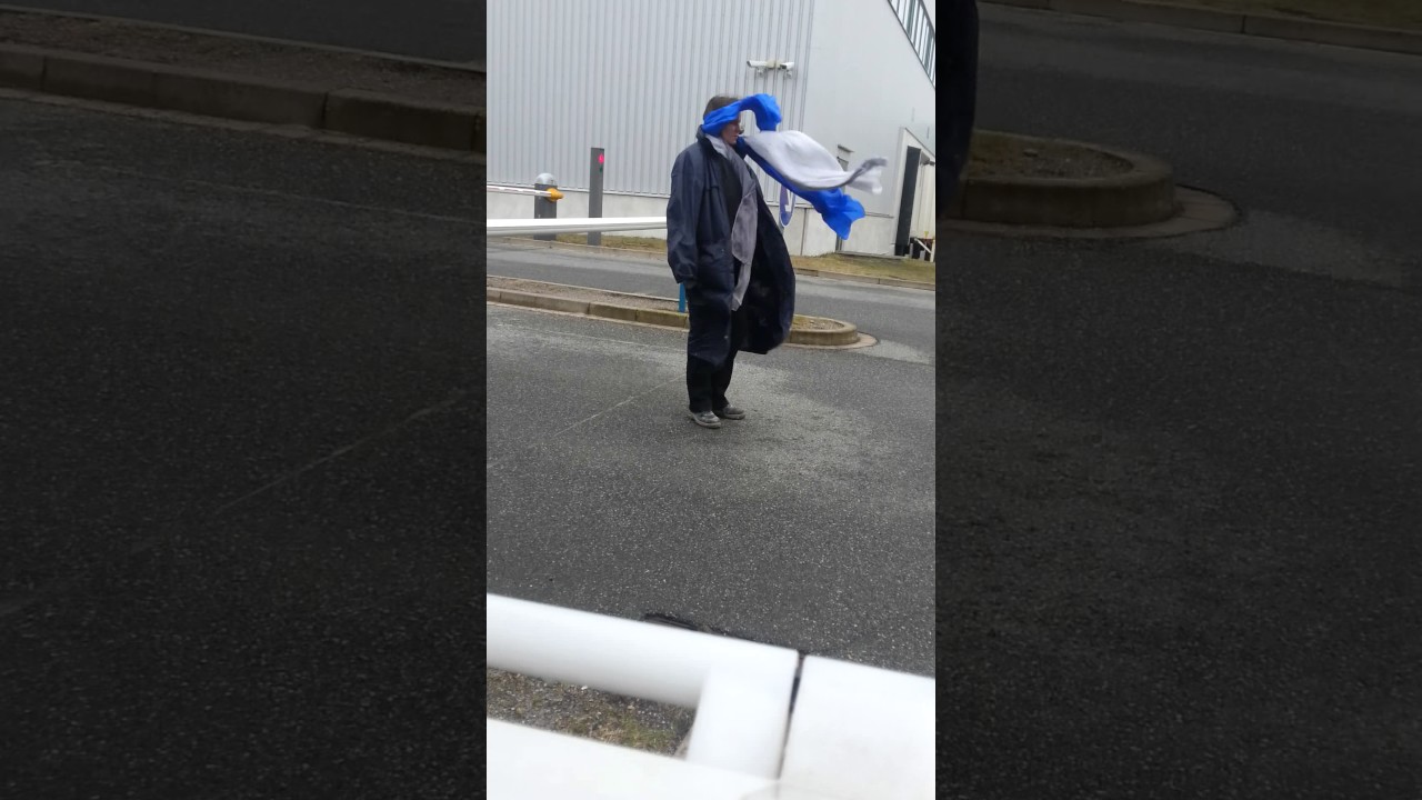 Coat and Silkscarves in stormy wind