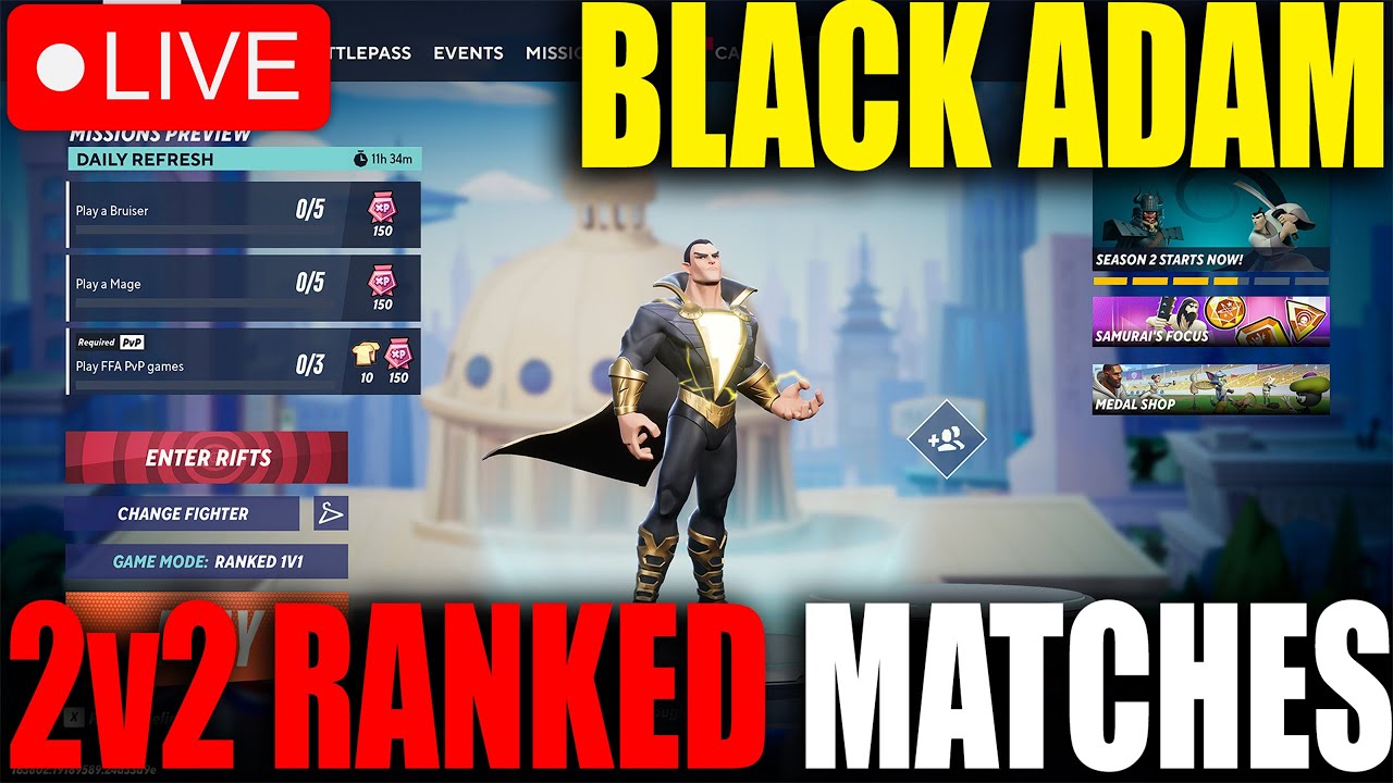Multiversus Ranked Live: Black Adam 2v2 Ranked Matches!