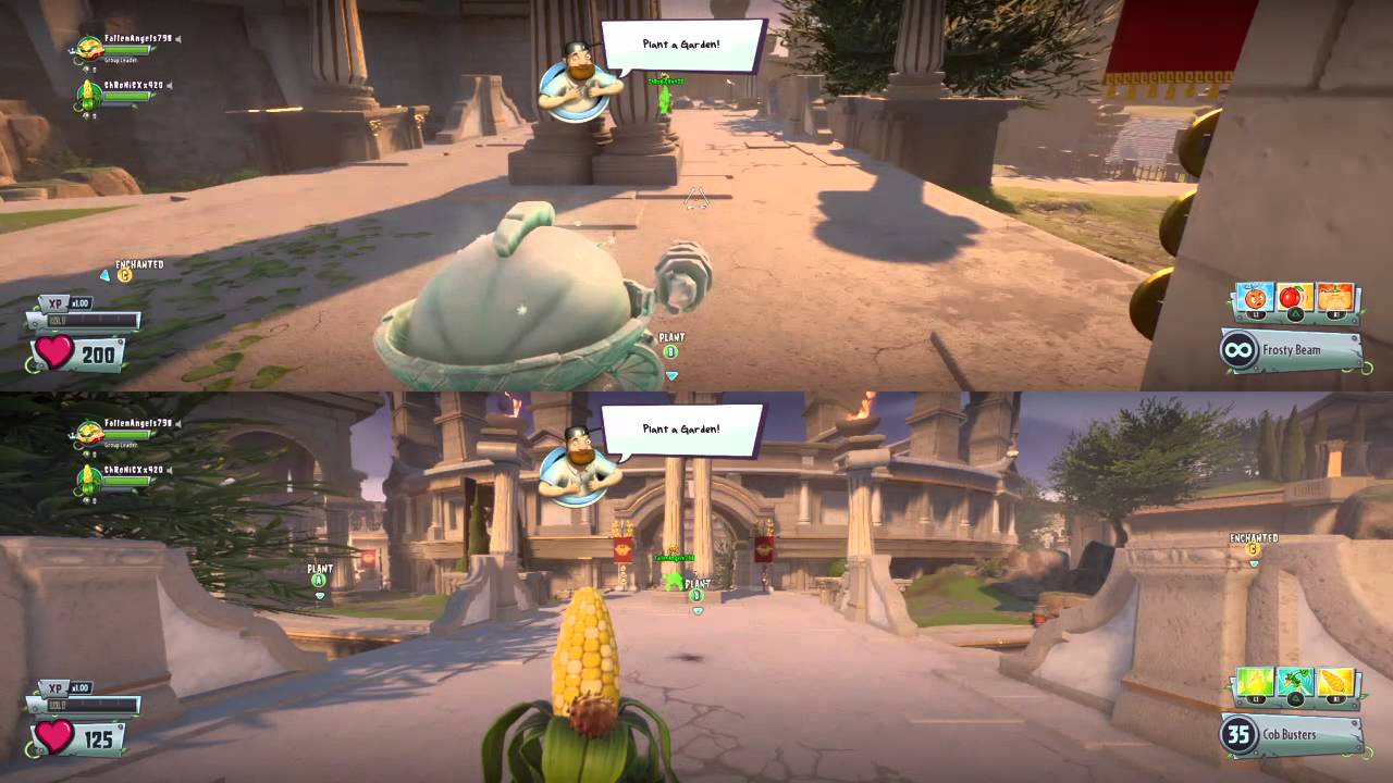 Plants vs Zombies Gw2 -Ps4- --Garden Ops- SPLIT-SCREEN- The Garage