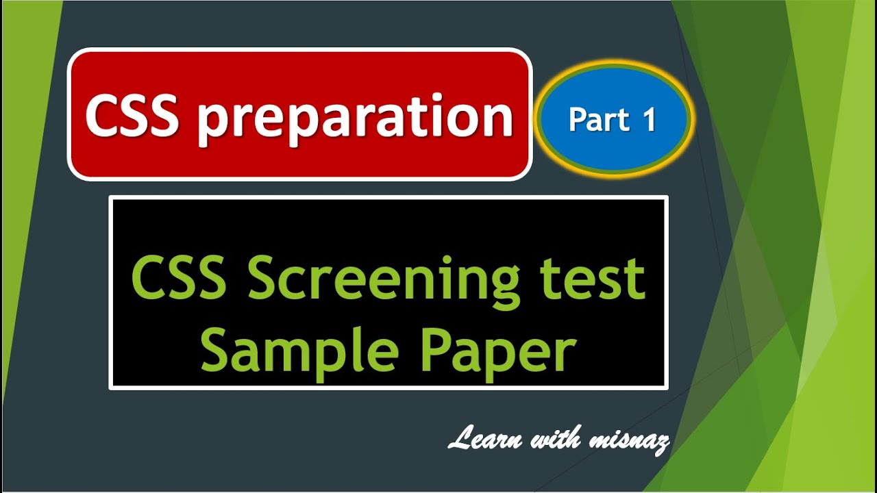 Screening test sample for CSS 2022 #CSS2022 #CSSScreening #CompetativeExam