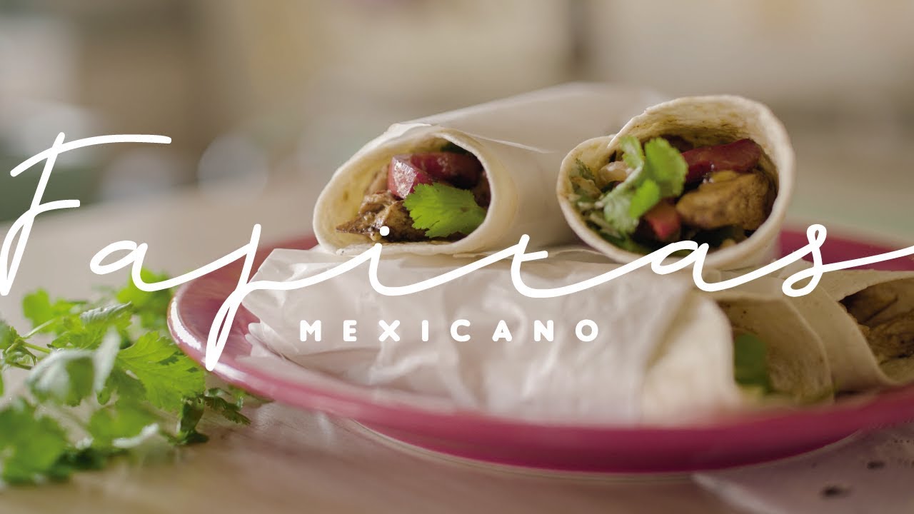 Burritos de Fajitas de Pollo (Wraps de Frango à moda Tex Mex)