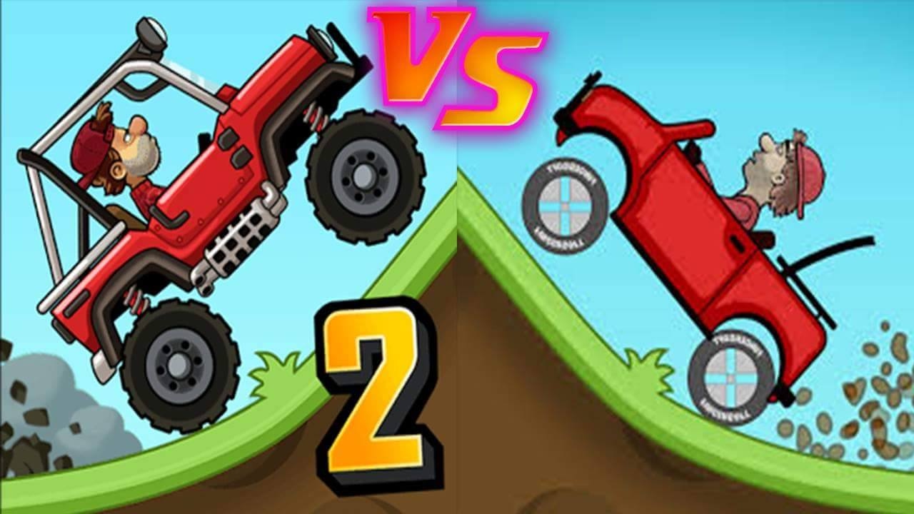 Hill Climb Racing 1 vs Hill Climb Racing 2 - Scooter vs Diesel vs USA vs Kiddie Express vs Hovecraft