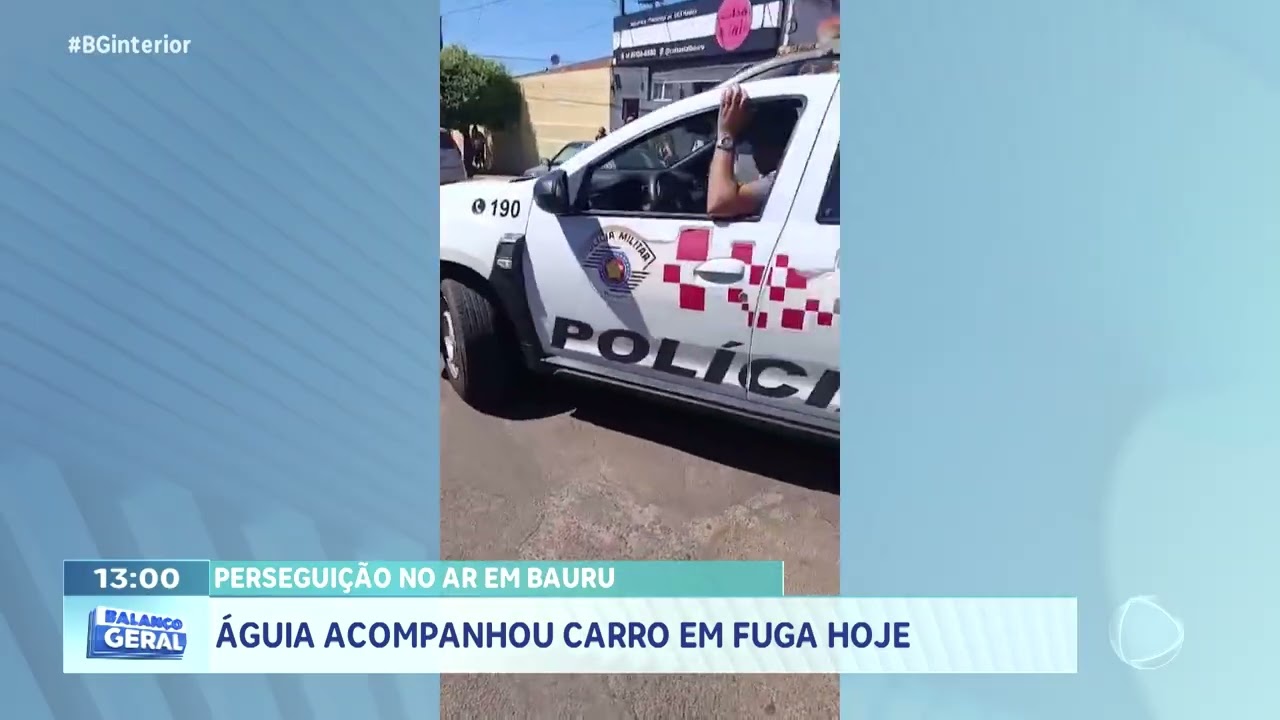 Perseguição no ar em Bauru: Águia acompanhou carro em fuga hoje