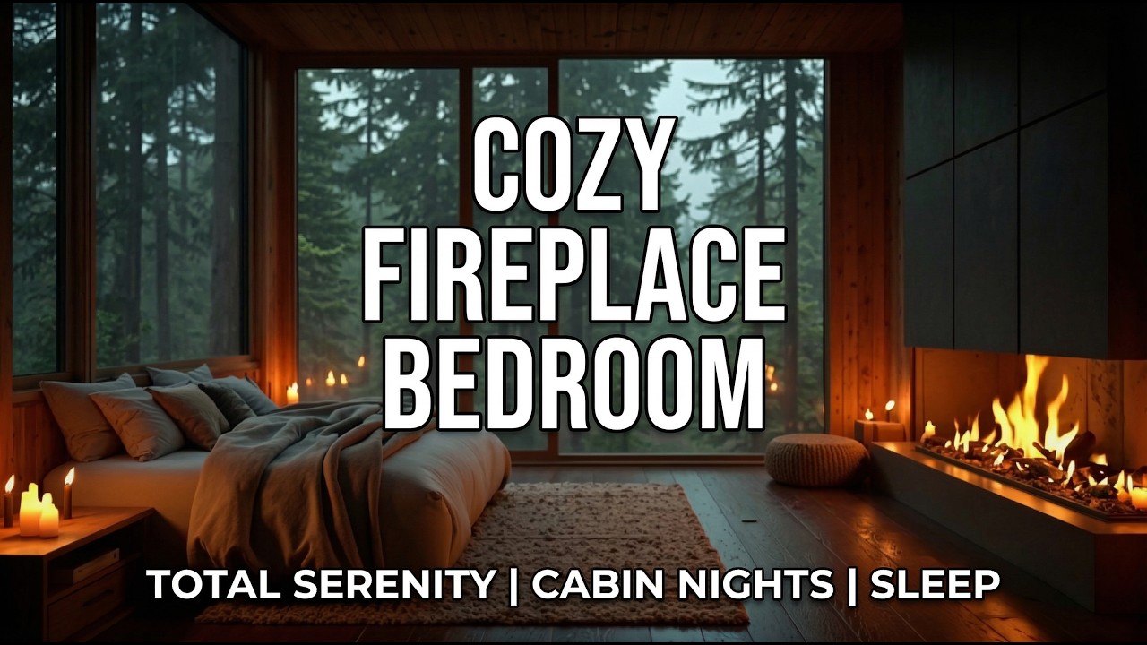 Cozy Fireplace Bedroom in the Forest 🌲🔥 | Warm Night Ambience for Deep Sleep & Relaxation