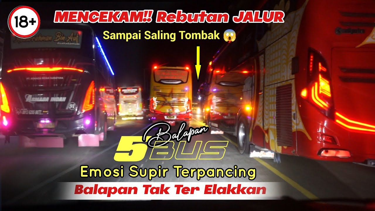 NGERii 5 BUS balapan Sampai Rebutan JALUR, SUPIR IKUT EMOSI, Kejar Kejaran Antar Bus Tak Terelakan