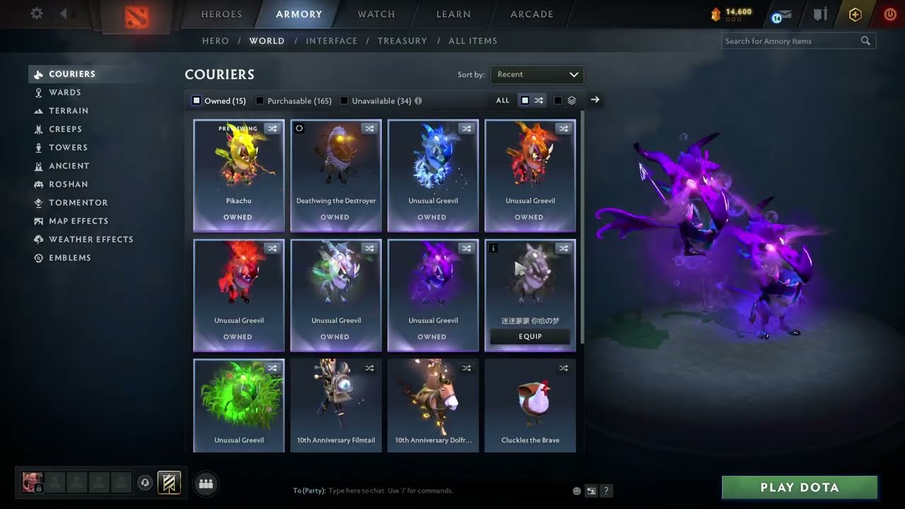 Dota 2 Unusual Greevil Aura courier collection
