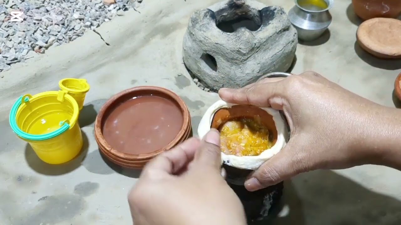 Chicken hundy with khola jalie pitha#food #cooking # miniature 