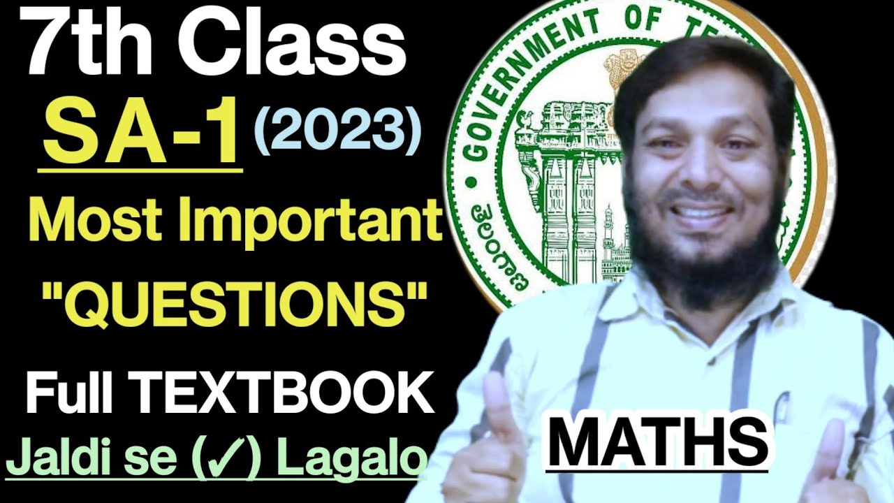 7th Class MATHS || SA-1 || Most IMPORTANT QUESTION'S || Full TEXTBOOK || Jaldi se ticket (✓) Lagalo
