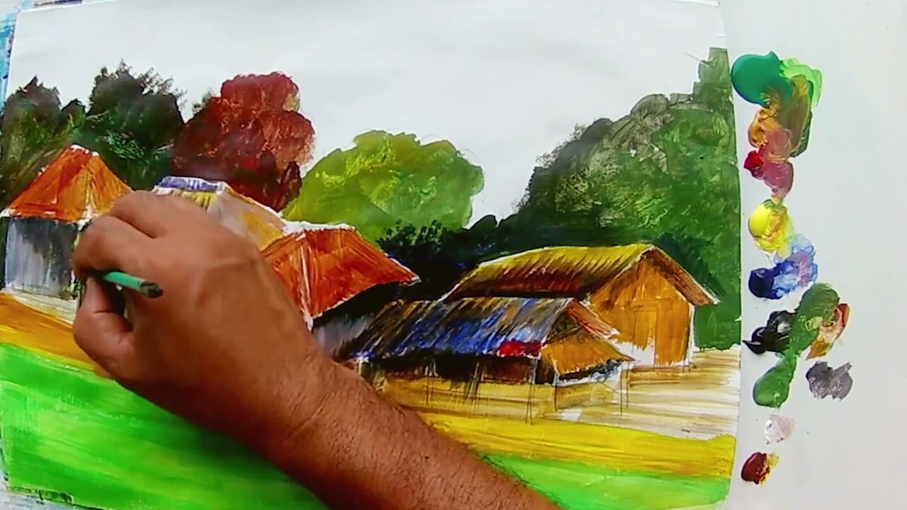 how to acrylic painting step by step for beginners landscape