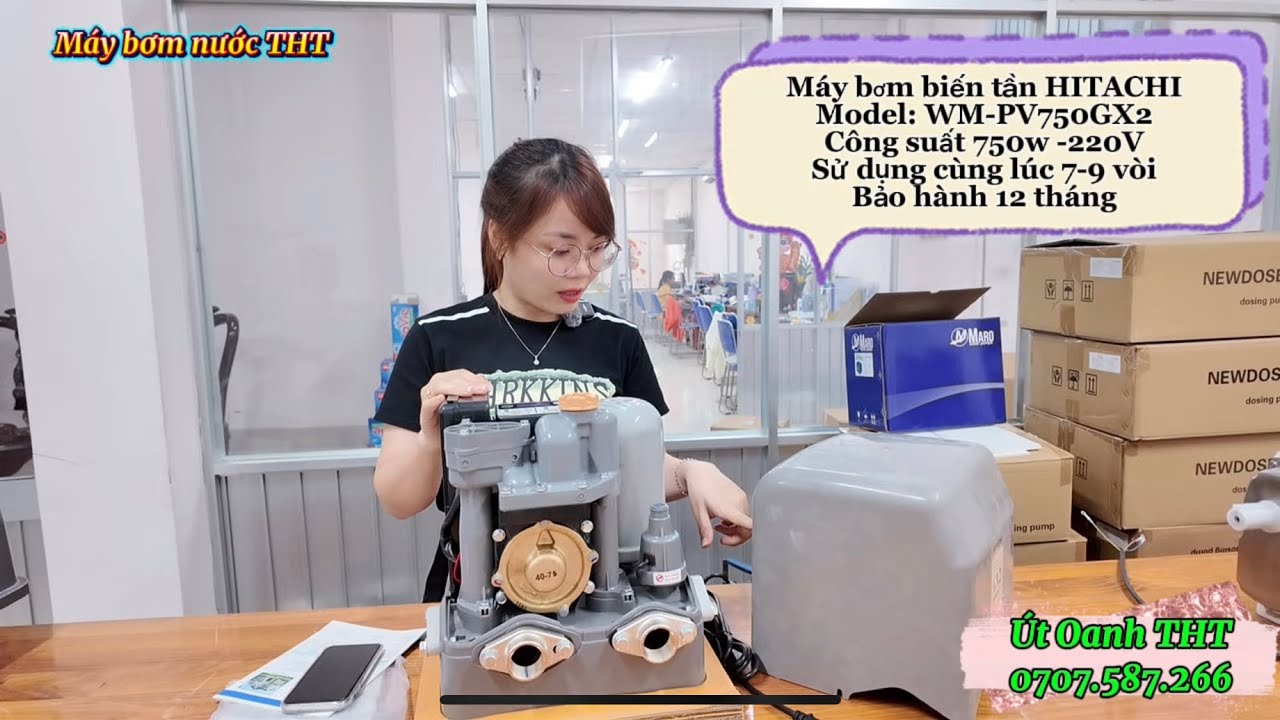 Máy bơm tăng áp biến tần HITACHI chính hãng WM-PV750GX2 siêu êm siêu tiết kiệm điện-LH: 0707587266