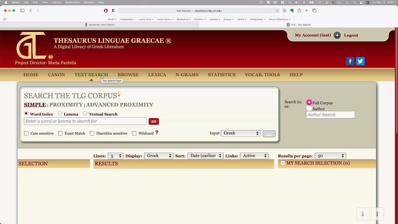 Введение в ГТВ (Thesaurus Linguae Graecae)
