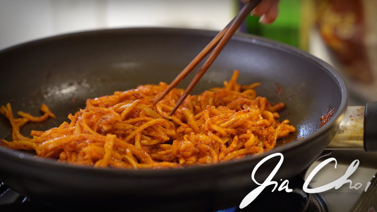 Jinmichae Bokkeum (Korean Spicy Dried Squid Strips)