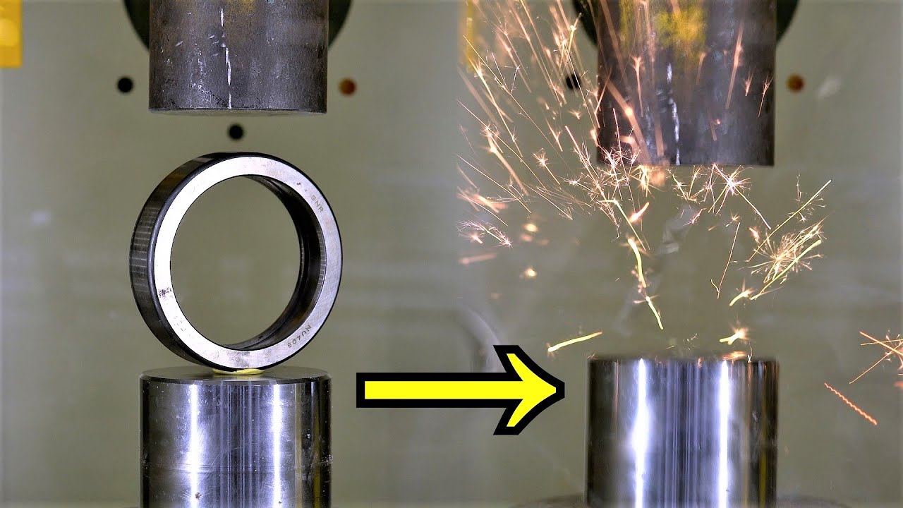 Exploding hardened steel parts with 150 ton Hydraulic Press