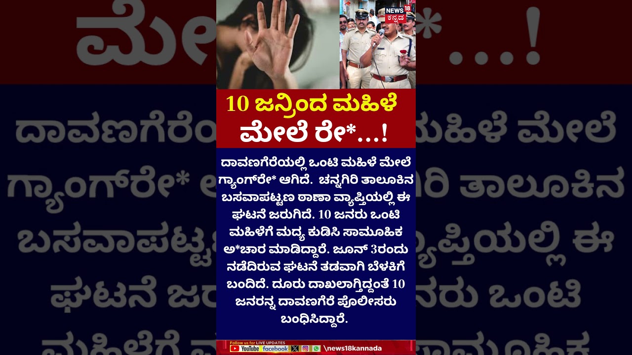 Davanagere Crime News | ಮಹಿಳೆಗೆ ಮದ್ಯ ಕುಡಿಸಿ ಸಾಮೂಹಿಕ ಅ*ಚಾರ | N18S