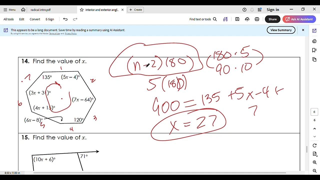 interior and exterior angles of polygons