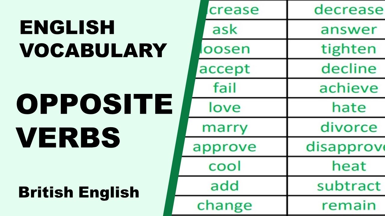 Opposite verbs in English | Useful English antonyms