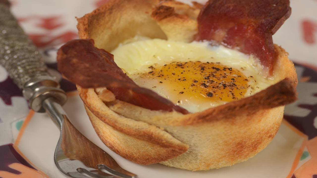 Bacon & Egg Toast Cups Recipe Demonstration - Joyofbaking.com