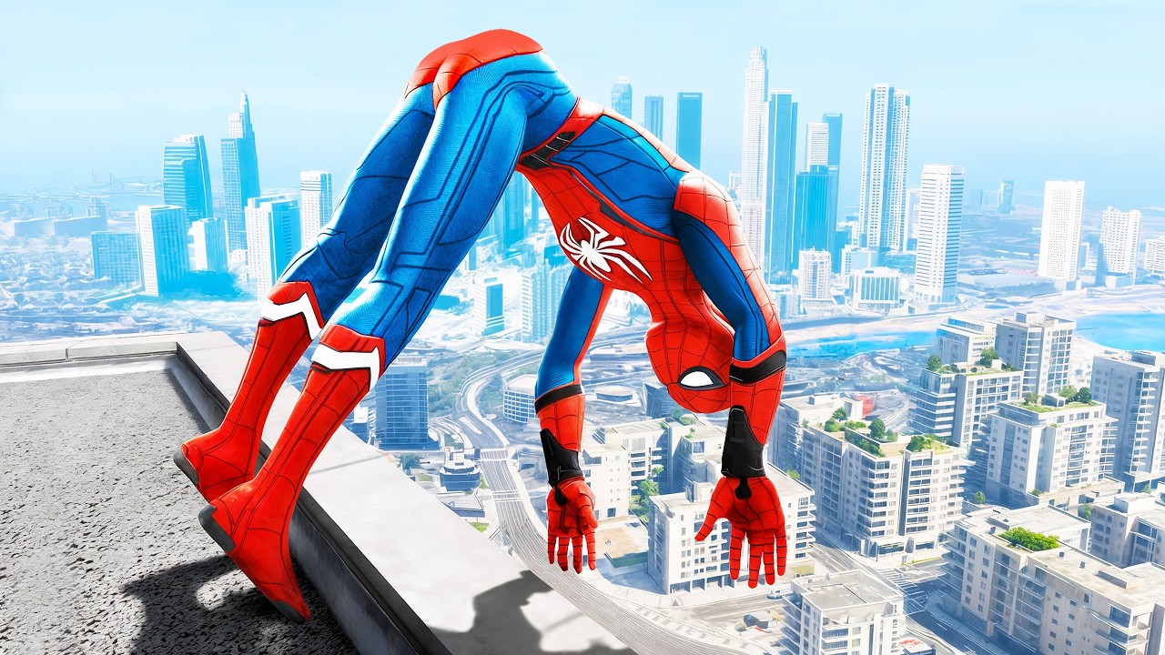 SPIDERMAN CRAZY JUMPS/FALLS (GTA 5 Spider-Man Fails)