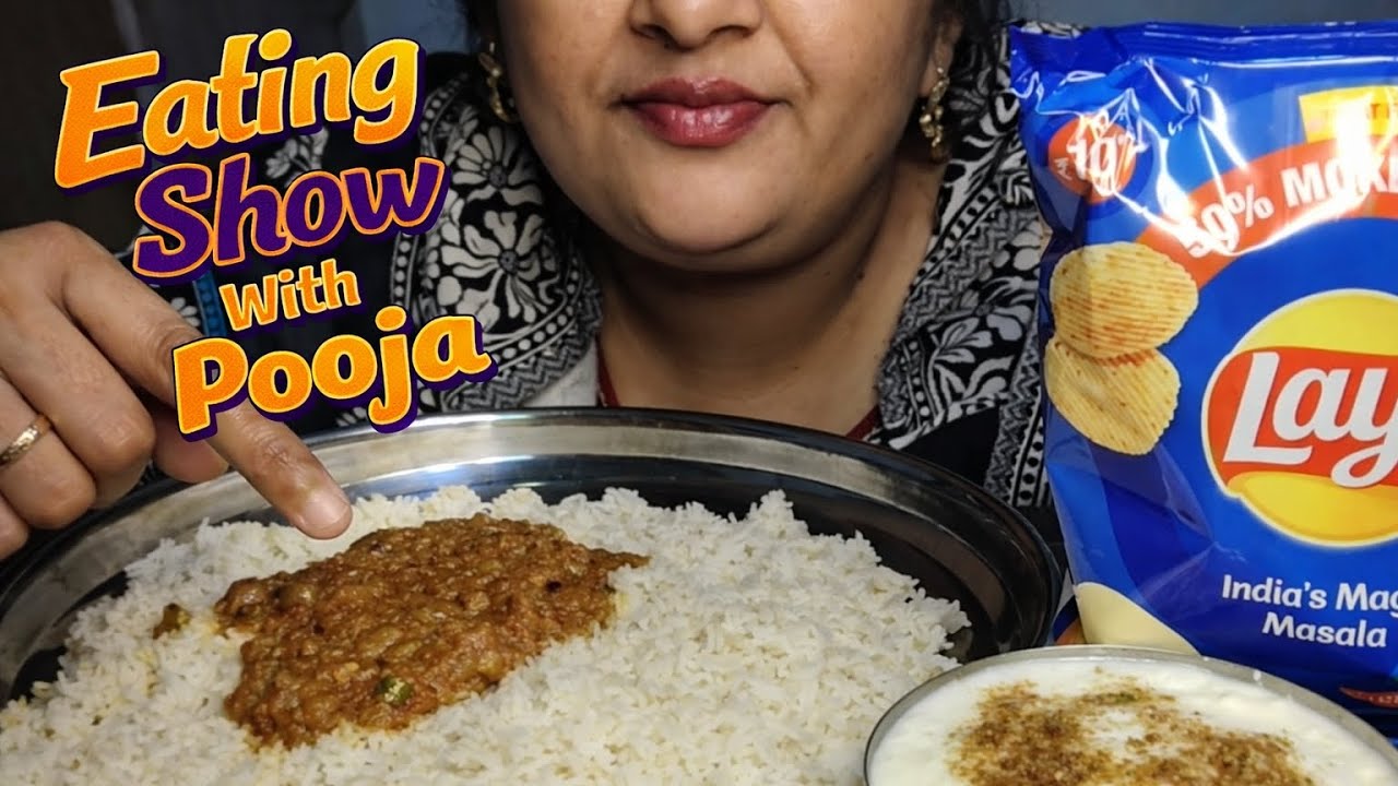 Eating 😋 🌰🍅 Payaj tamater Chatni Rice 🍚 ll Eating Show With Pooja