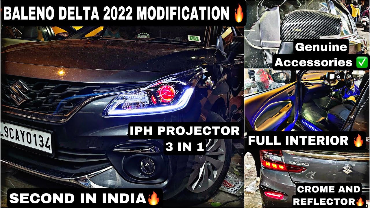 Modified baleno delta 🔥 Baleno 2022 base to top modification 🔥 baleno headlight modification 2022