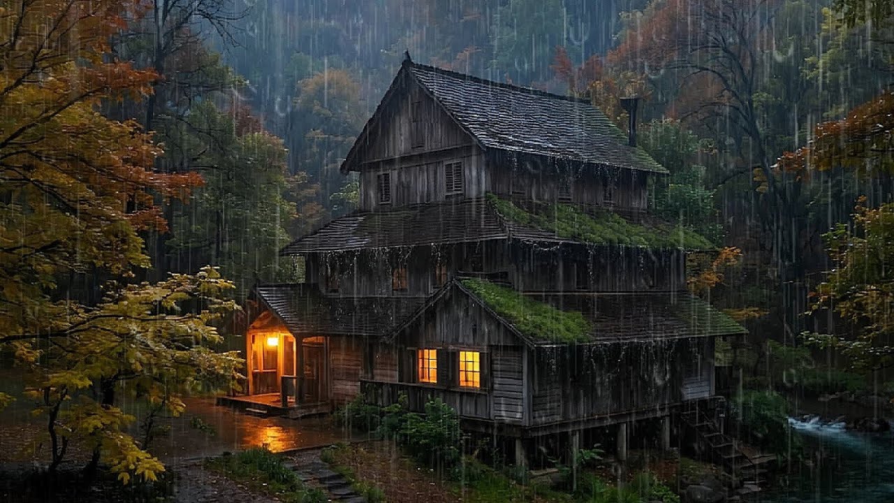 Heavy Rain & Thunderstorm in Forest Cabin 🌧️ | Deep Sleep Sounds Relaxation and Sleep Better