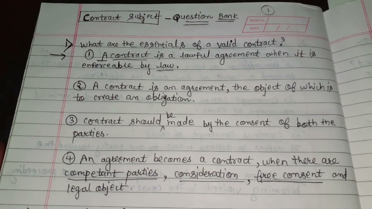 Law of Contract (Imp Questions)  (Part 1)