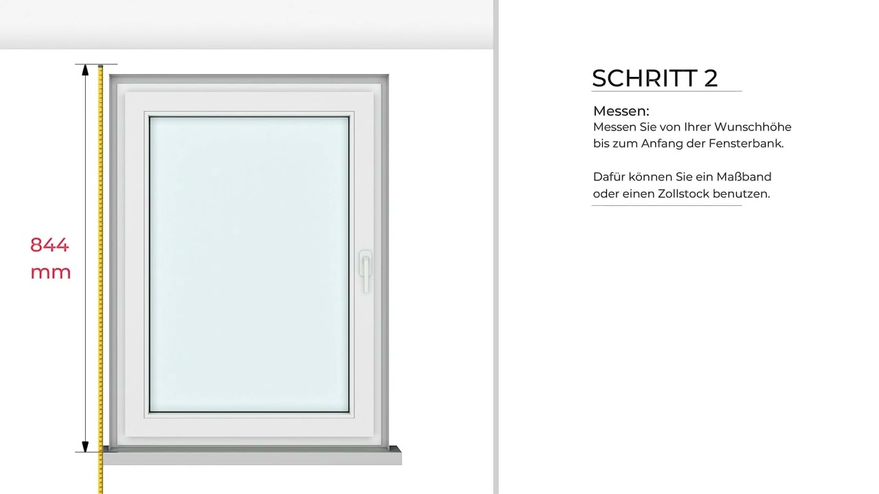 Rollo-Messanleitung zum Schrauben an der Wand | www.gardinen21.de