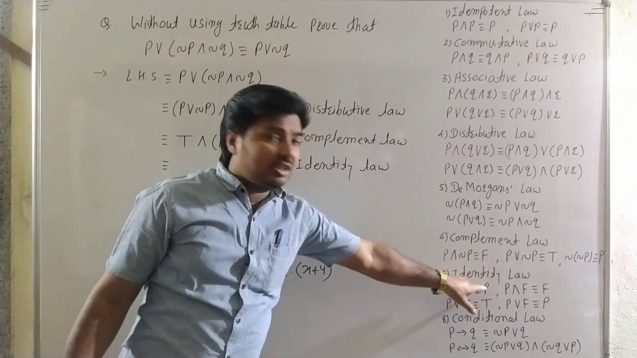 Lec13 Mathematical Logic : Algebra Of Statement : Equivalence Without using Truth Table : Ex.1.4 Q3
