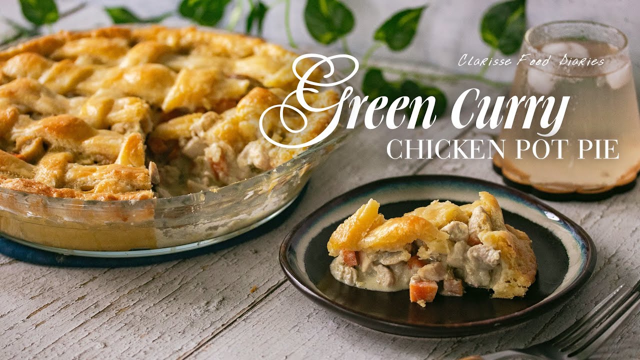 G is for Green Curry Chicken Pie with Sour Cream Pie Crust