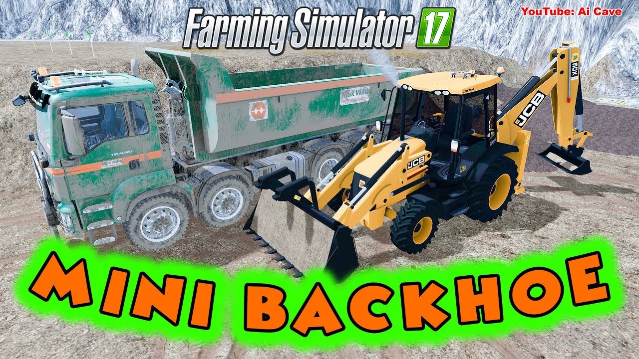 Мини экскаватор-погрузчик JCB 3CX и 2 новых грузовика - Farming Simulator 2017