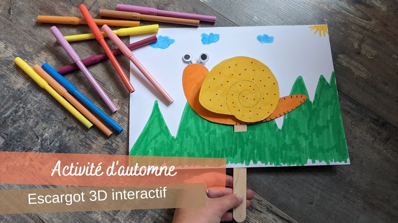 Activité manuelle d'automne escargot en 3D