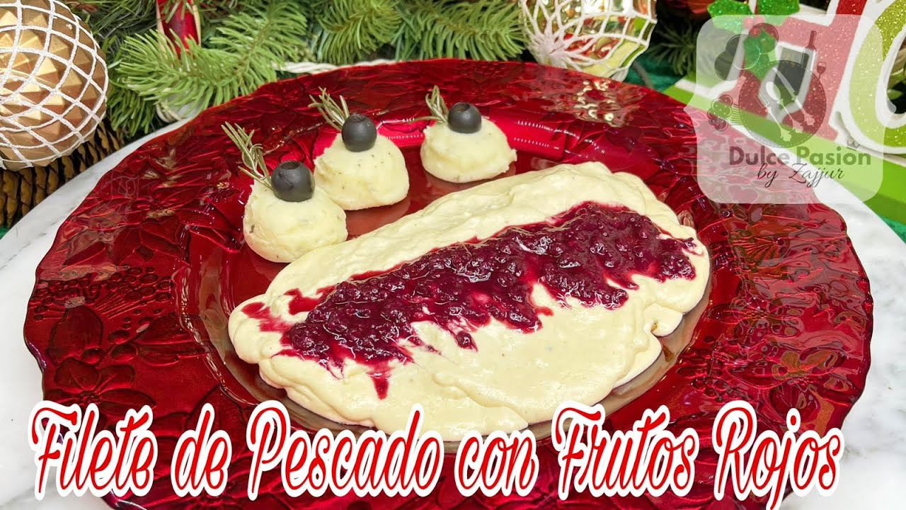 Filete de Pescado en Salsa de Queso y Frutos Rojos🎁🎅🎄❄️🍥🫐