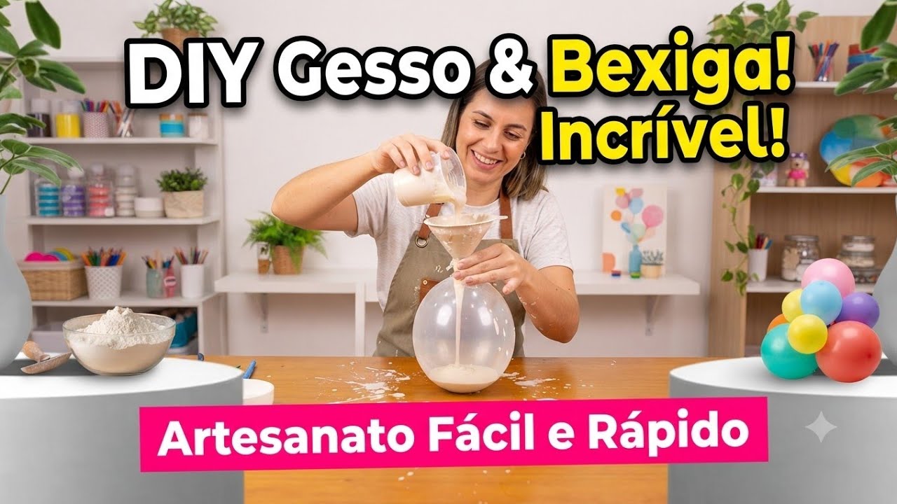 DIY VEM APRENDER A FAZER VASOS DECORATIVOS DE GESSO PARA DEIXAR SUA CASA LINDA GASTANDO POUCO 