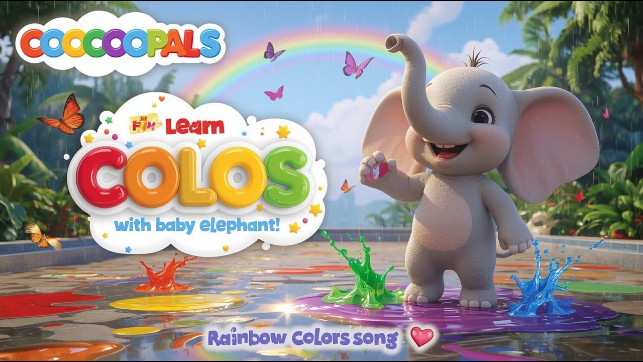 Baby Elephant Learns Colors in the Rain 🌈🐘 | Fun Kids Song | Learn Colors for Toddlers