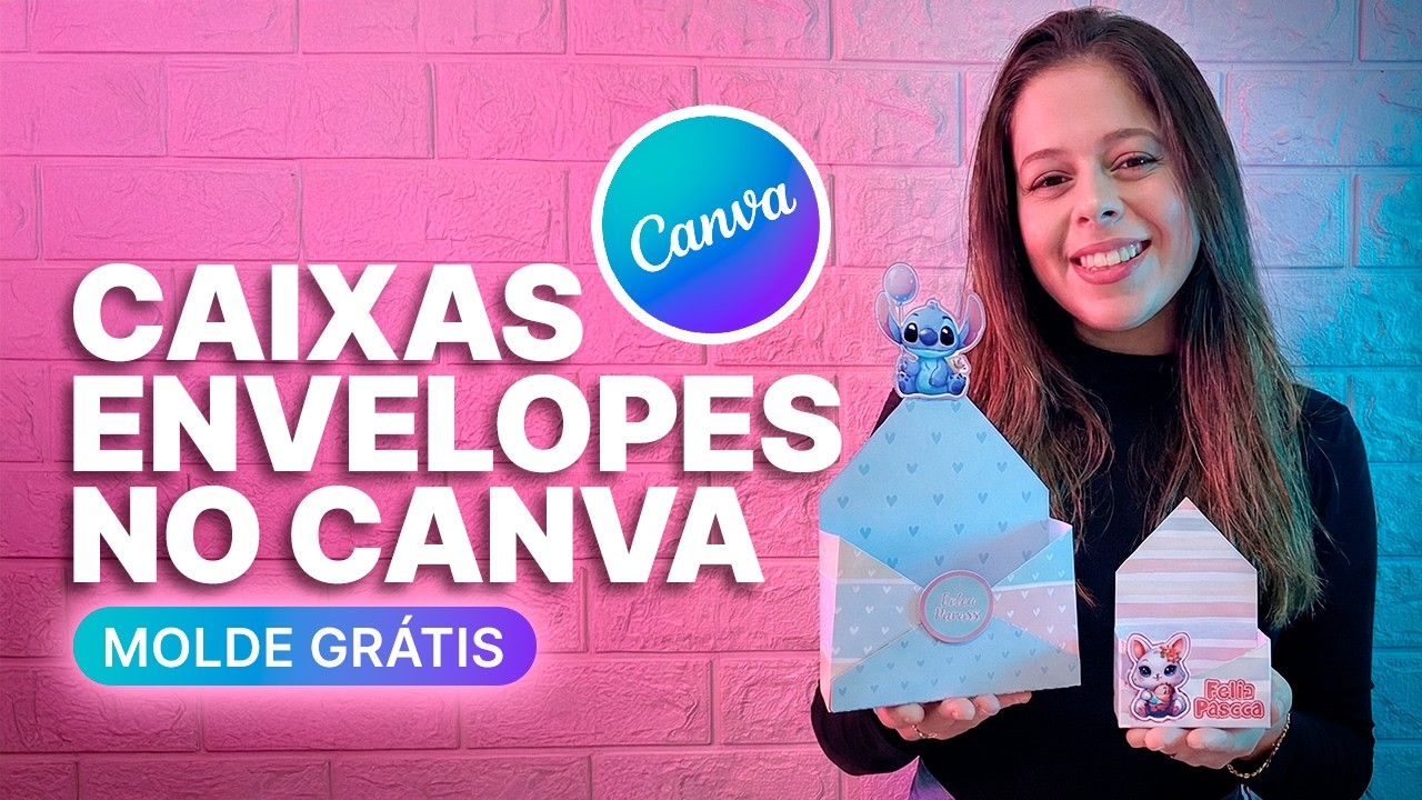 Curso Gratuito - Aula 02 | Caixa Envelope P e M - PASSO a PASSO no Canva [MOLDE GRÁTIS]