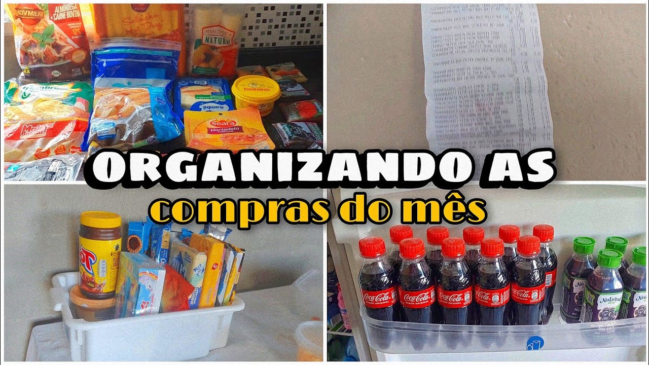 MOSTRANDO NOSSA COMPRA DO MÊS NO MERCADO 🛒 + VALOR 💰 + ORGANIZANDO NA GELADEIRA E ARMÁRIO