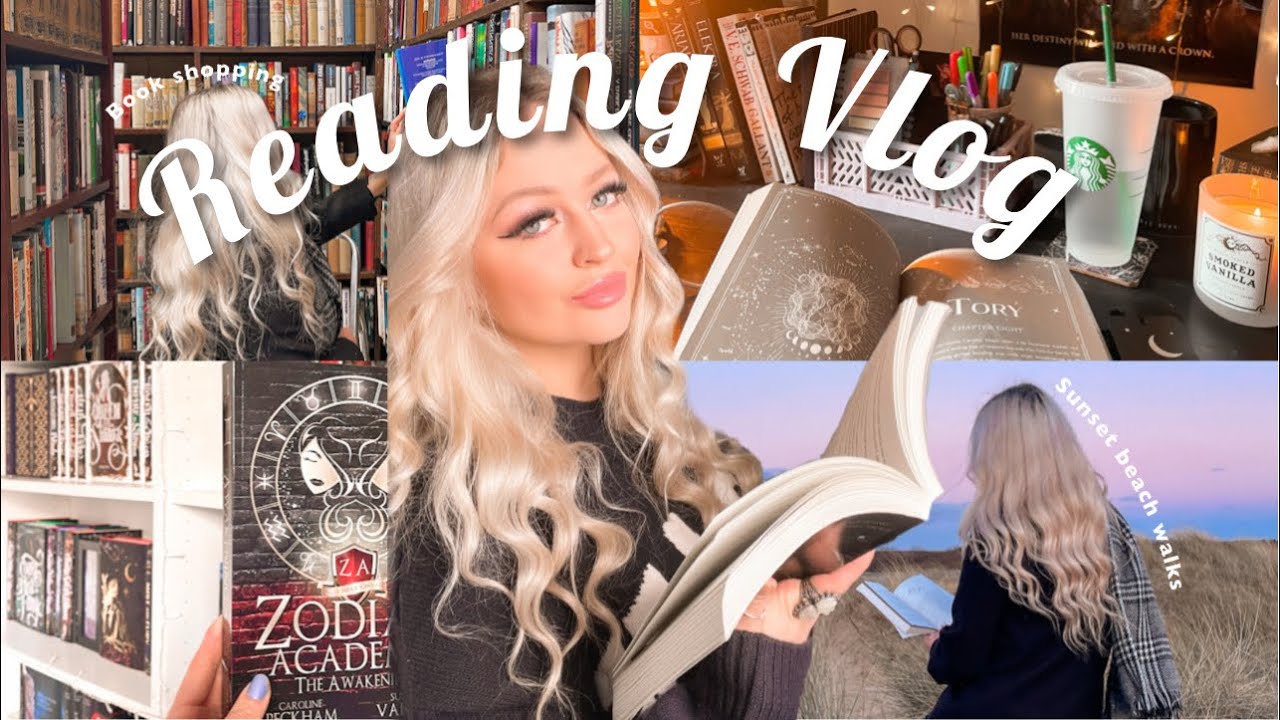 reading zodiac academy, more unboxings, beach walks + book shopping | Reading Vlog🧋