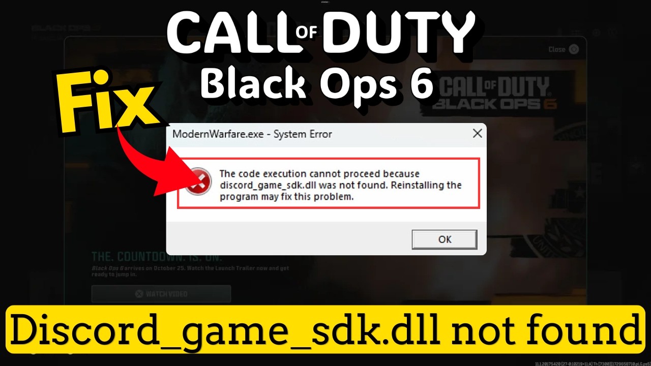 Black Ops 6 Discord Game SDK.dll Not Found SP23 COD.exe System Error