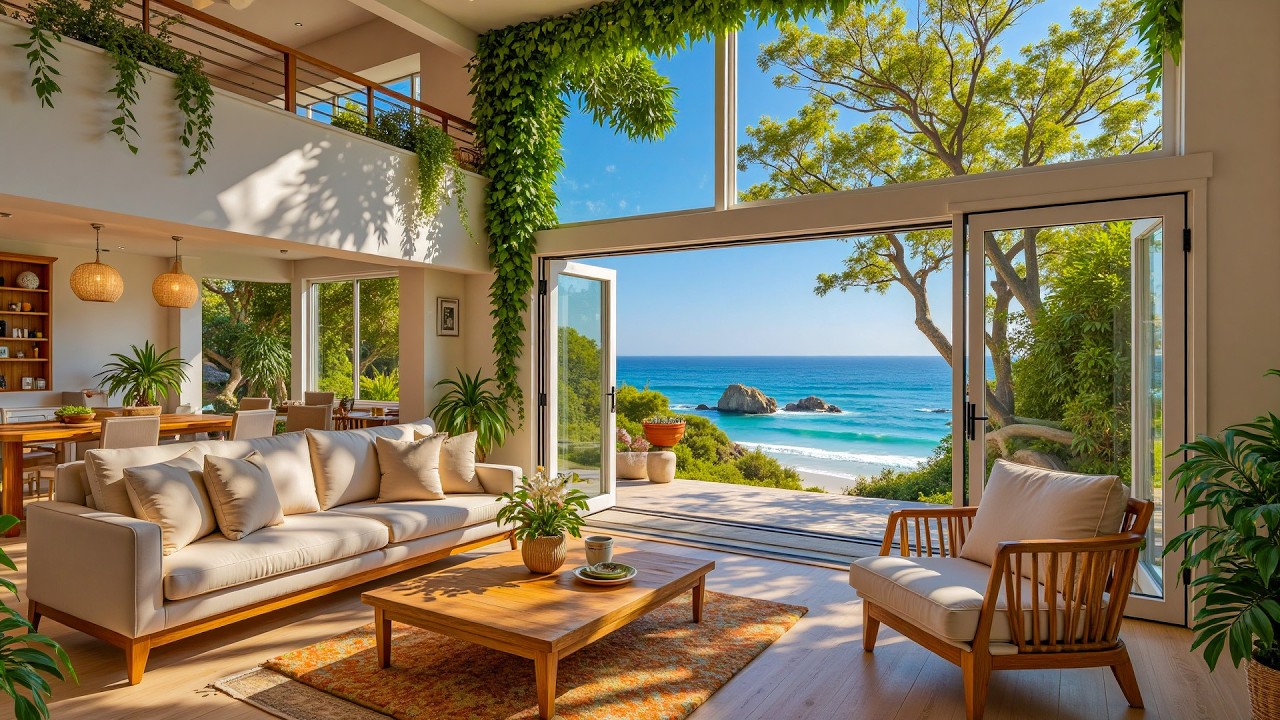 Miami South Beach Luxury Living Room 🌅 Smooth Jazz & Calm Ocean Breeze Ambience