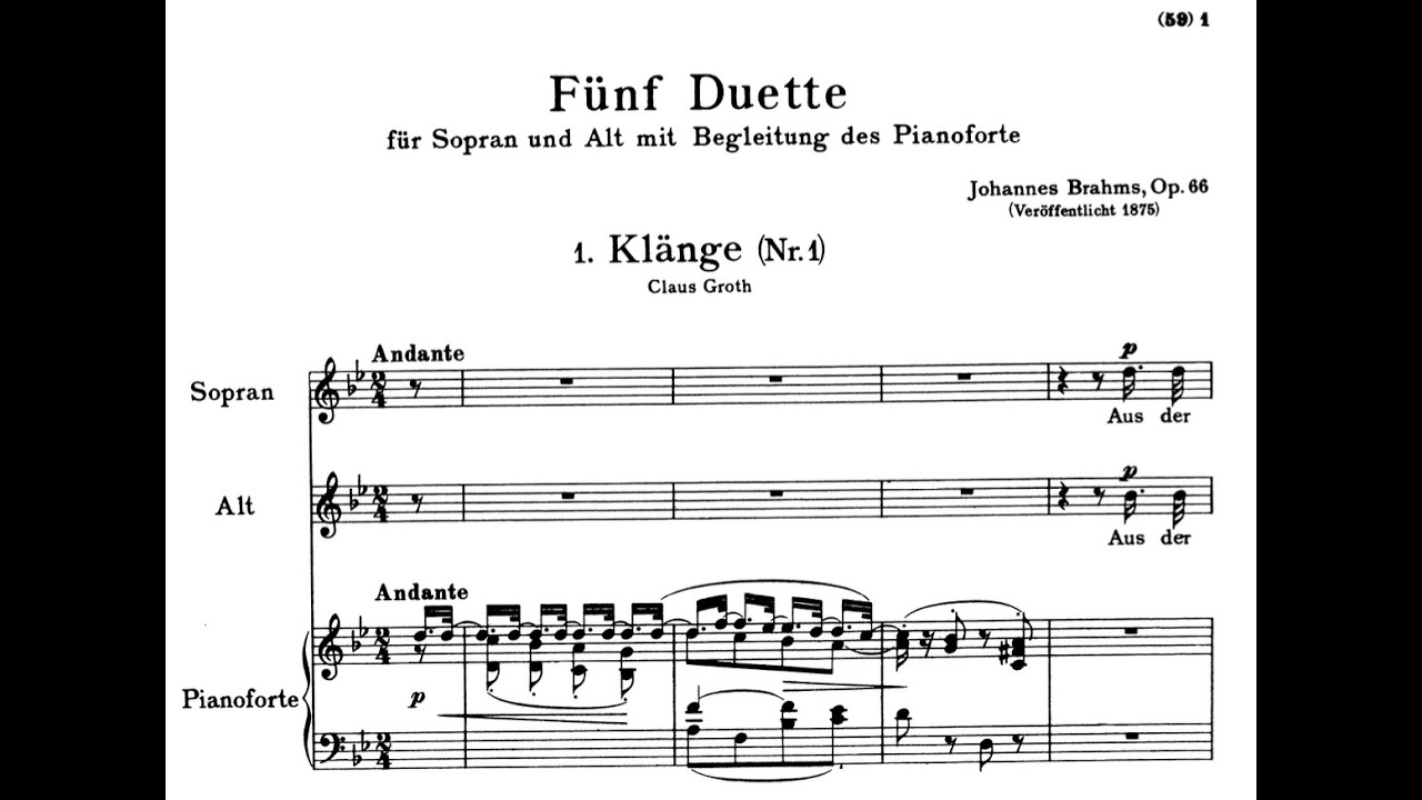 J. Brahms - Fünf Duette, Op. 66 [SCORE VIDEO]