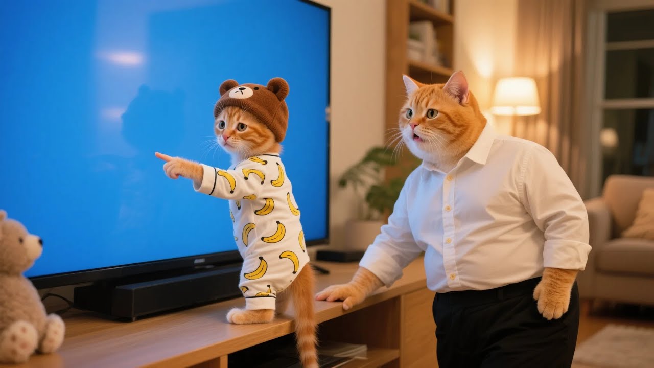 TV’s Broken and Ginger Kitten Can’t Watch His Favorite Show—But Papa Cat’s Got It Covered 📺🐱