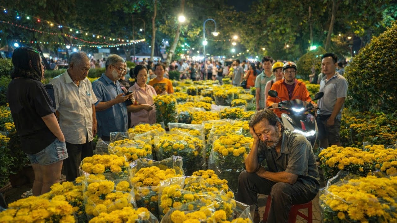 Đêm cuối 28 TẾT ở CHỢ HOA 23/9 : ÔNG CHỦ còn 1 vườn cúc vội bán XỔ HẾT RẺ NHƯ CHO người dân ÀO ÀO 