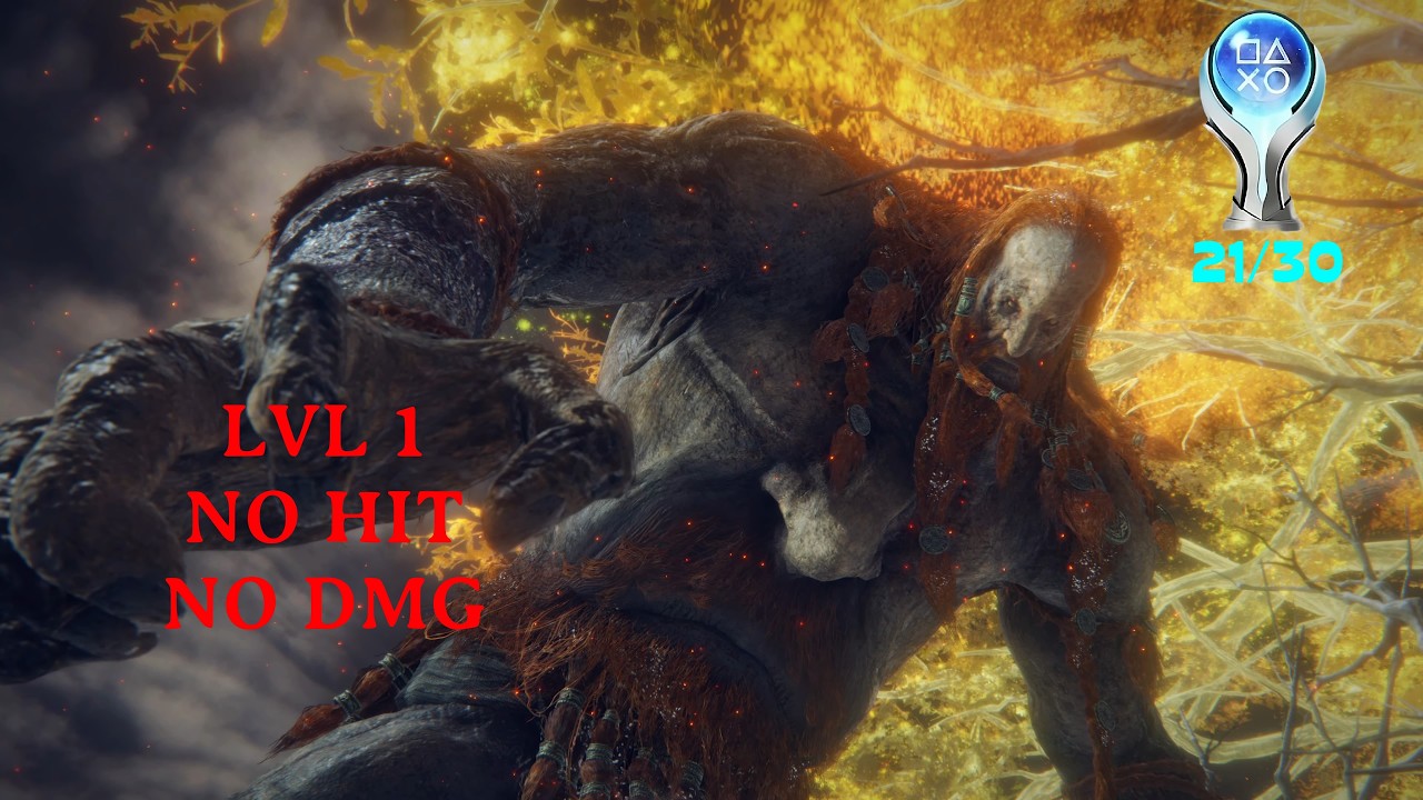 Elden Ring LVL 1 No Hit No Damage Firegiant / Feuerriese (Solo Melee No DMG Level 1) Platinum 21/30