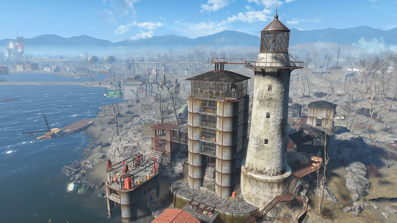 Fallout 4 - KINGSPORT LIGHTHOUSE 2.0 - Settlement build tour - NO MODS