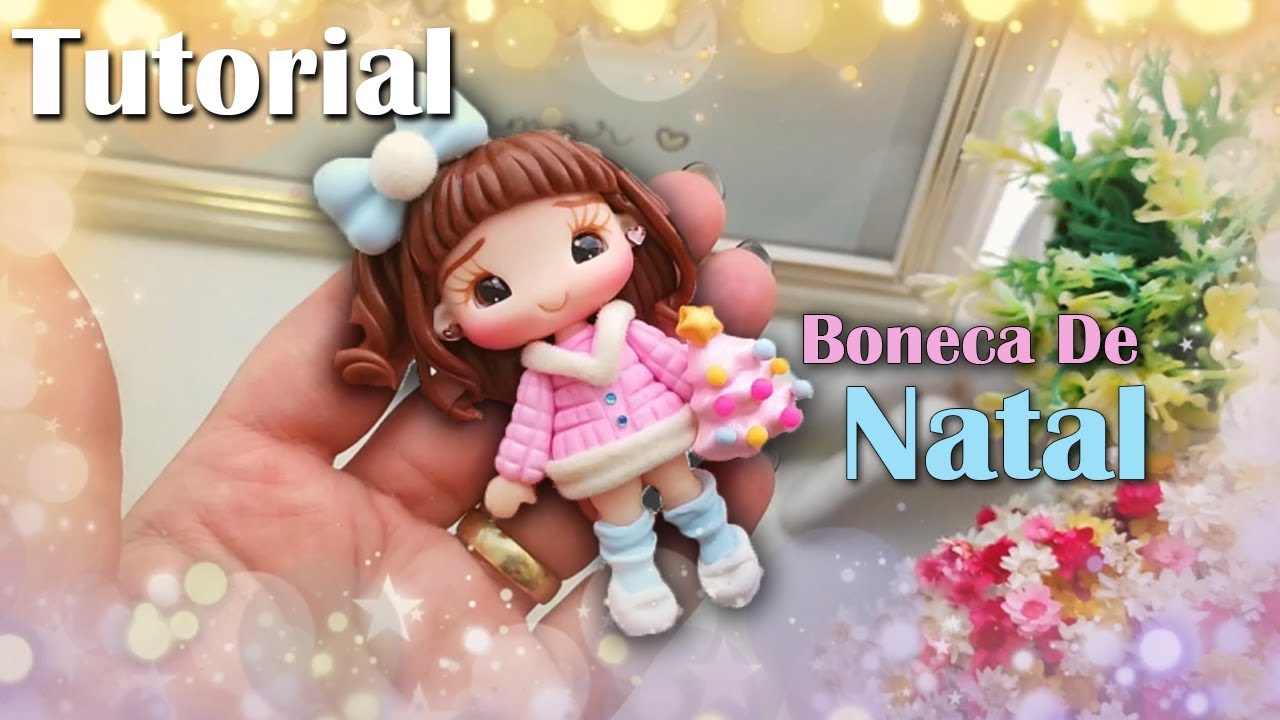 Aplique em Biscuit - Boneca de Natal estilo Doll com a Equipe Faby Rodrigues