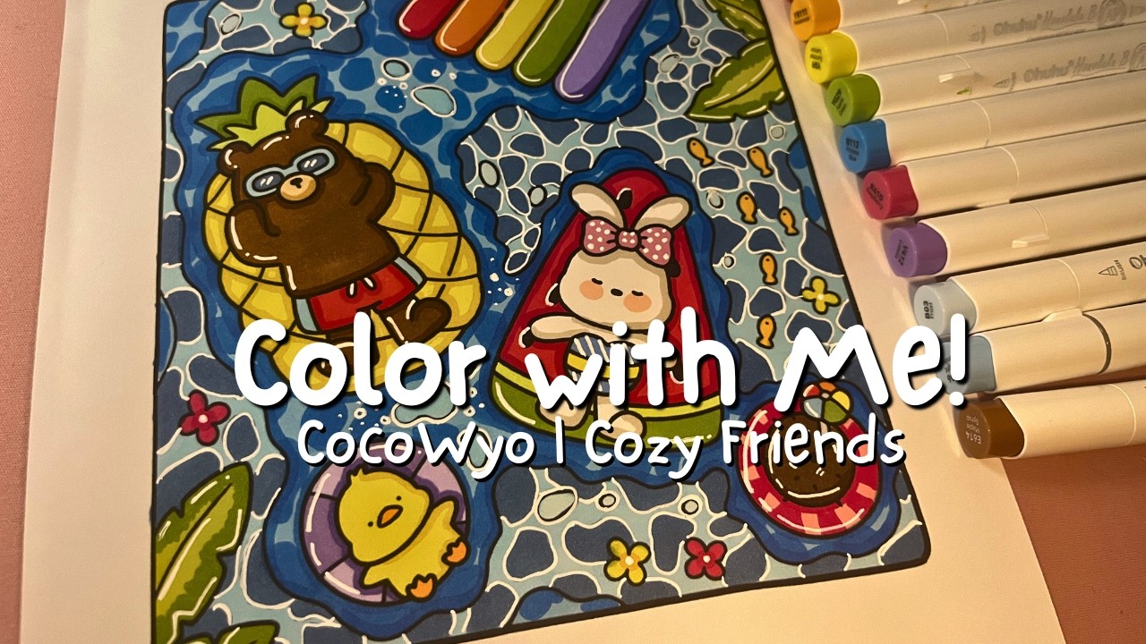 1 Hour Relaxing Color With Me ☀️ | Cocowyo Cozy Friends | Ohuhu Alcohol Marker ASMR (No Talking)