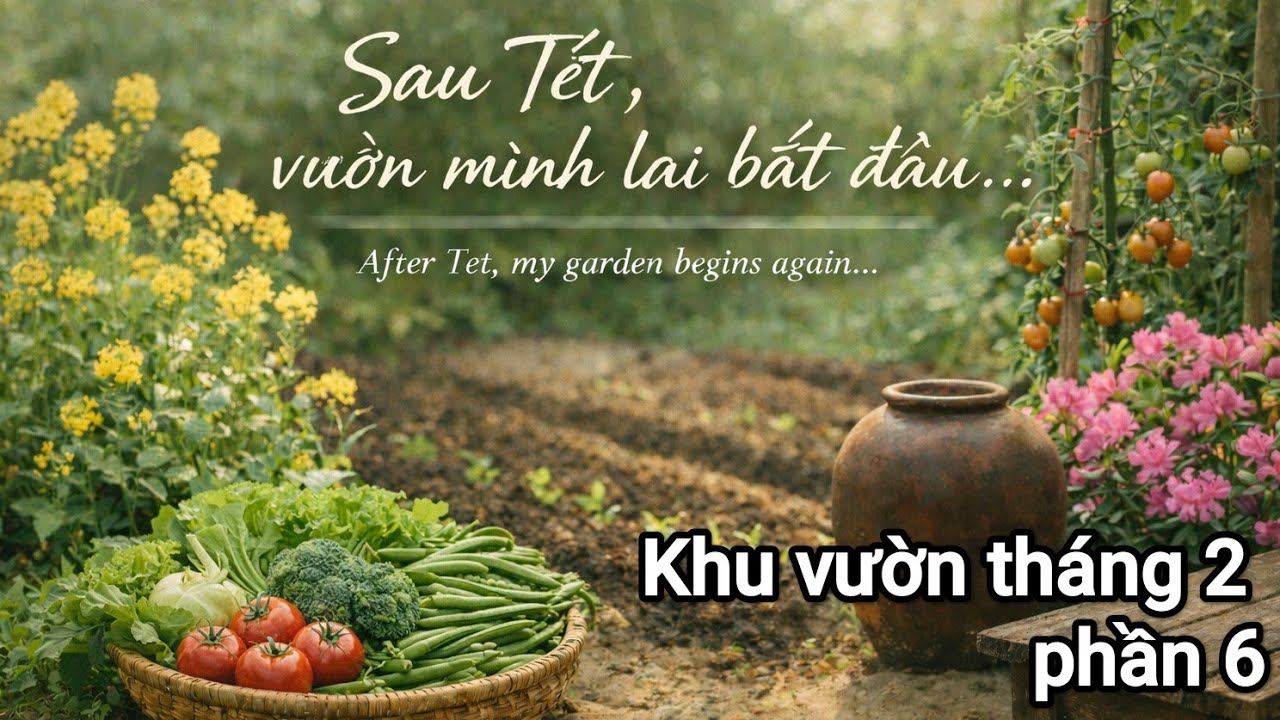 #13. Sau Tết ra vườn bất ngờ quá! rau gì cũng lớn | thu hoạch súp lơ, cà chua, đậu Hà Lan. Tháng 2-6