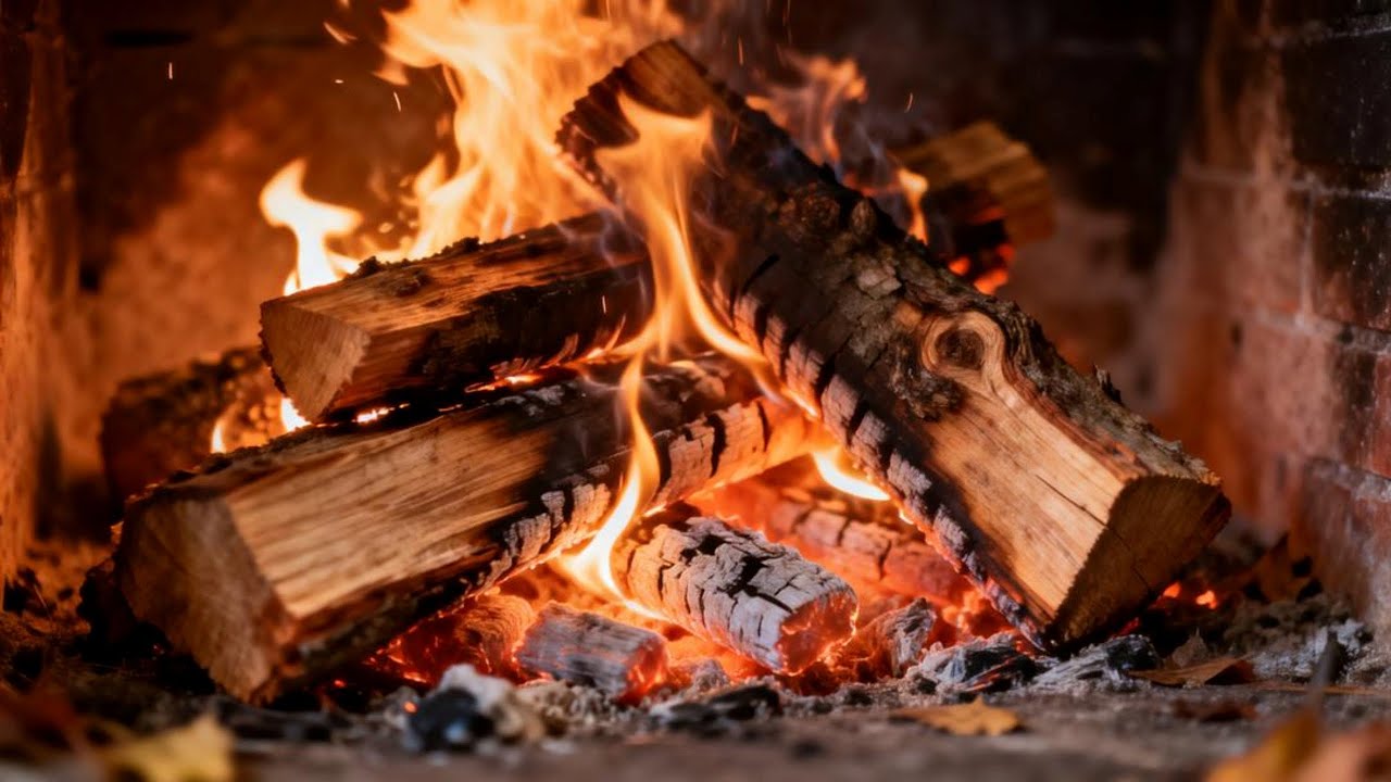 Cinematic Fireplace 4K Real Fire Sounds for Sleep Relax Calm Cozy Winter Night