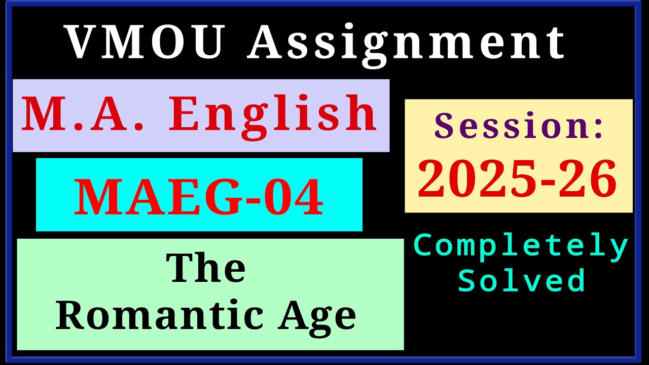VMOU MAEG 04 Assignment July 2025 January 2026 VMOU MA English Assignment 2026 Previous Year Solved