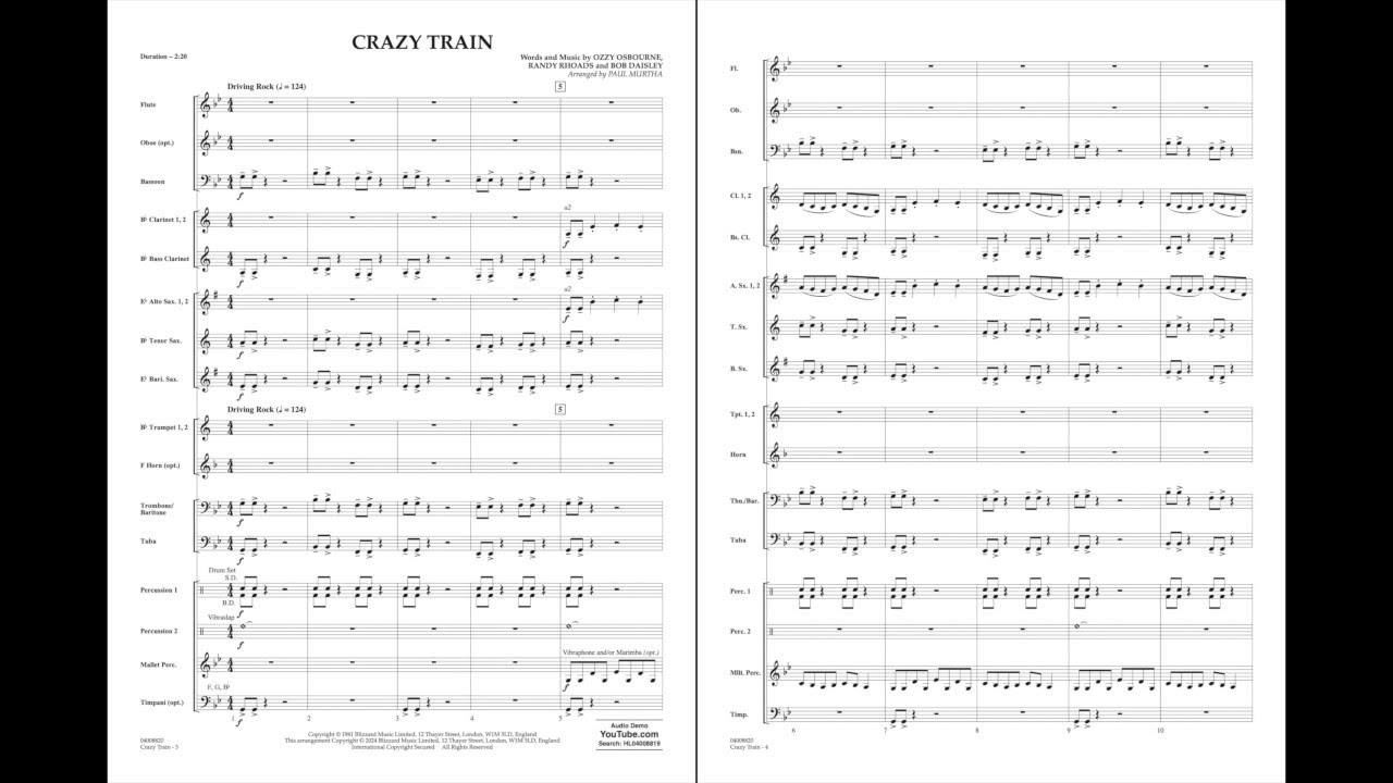 Crazy Train arranged by Paul Murtha